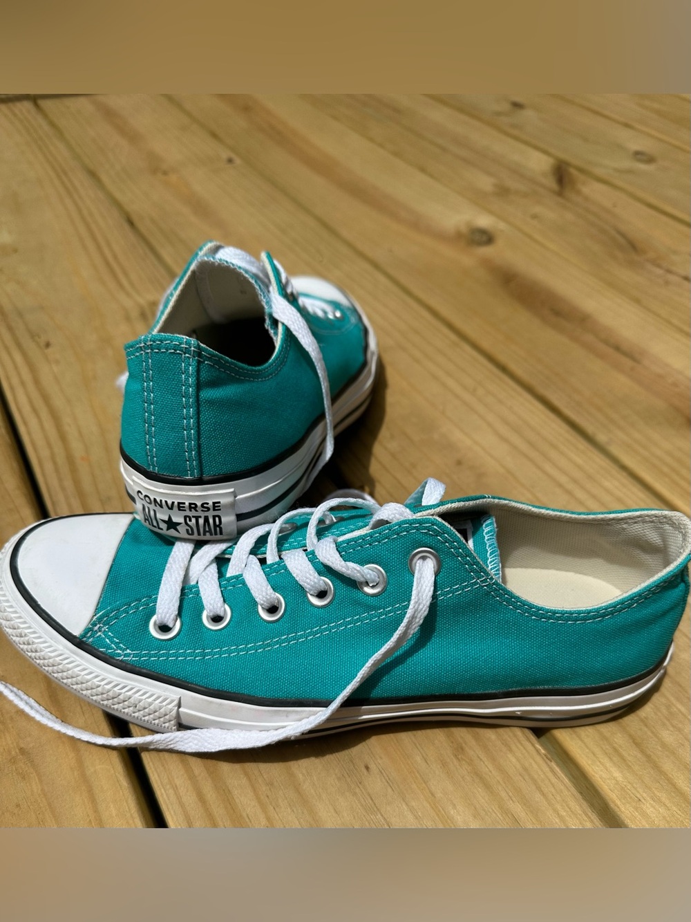 Converse Low Top Sneakers - Teal and White - Picture 2 of 5